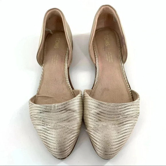 Toms ballet flats size 7.5 rose gold metallic pointy toe Dorsay balletcore - Picture 1 of 15
